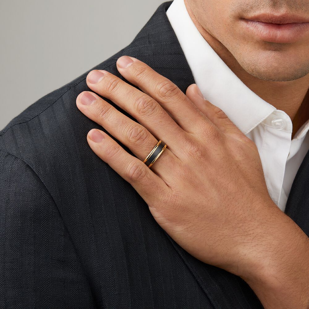 Gold & Black Titanium Men Ring