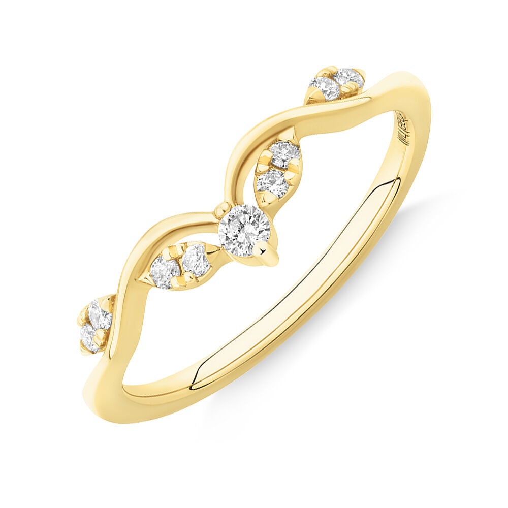 Gold Diamond Contoured Wedding band