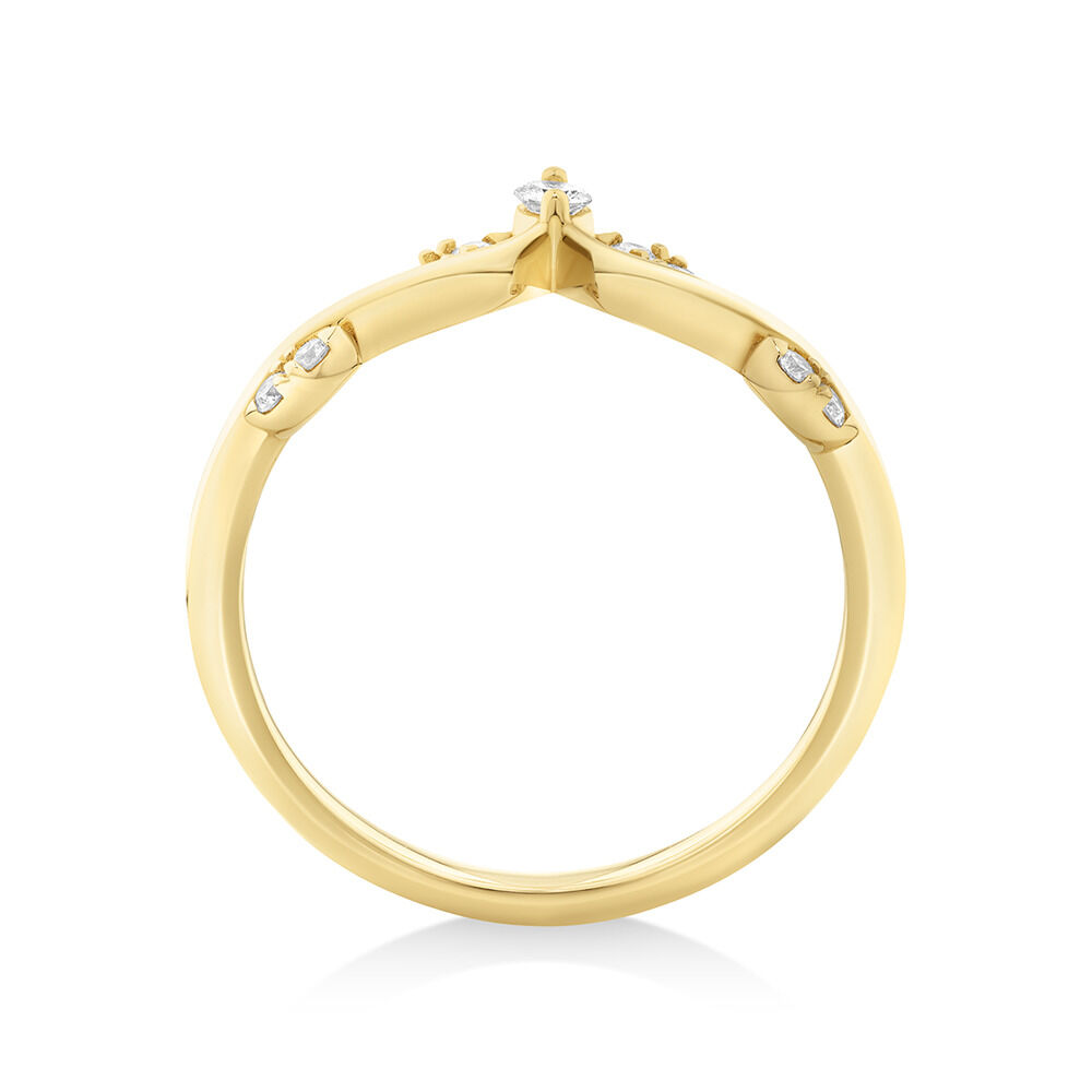 Gold Diamond Contoured Wedding band